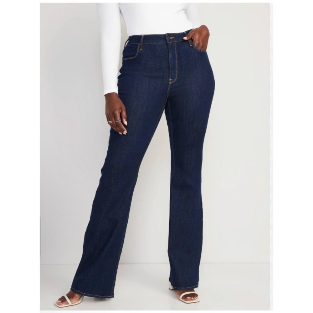 Old Navy Womens High-Rise Flare Jeans Size 12 Dark Wash